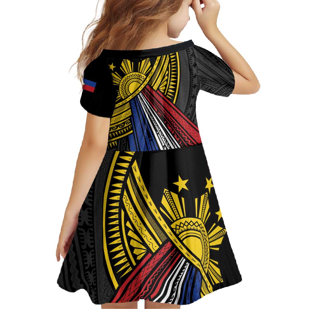 Philippines Sun Family Matching Long Sleeve Bodycon Dress and Hawaiian Shirt Pasifika Tribal Style