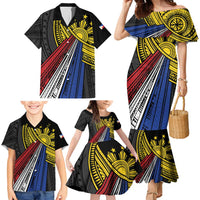 Philippines Sun Family Matching Mermaid Dress and Hawaiian Shirt Pasifika Tribal Style