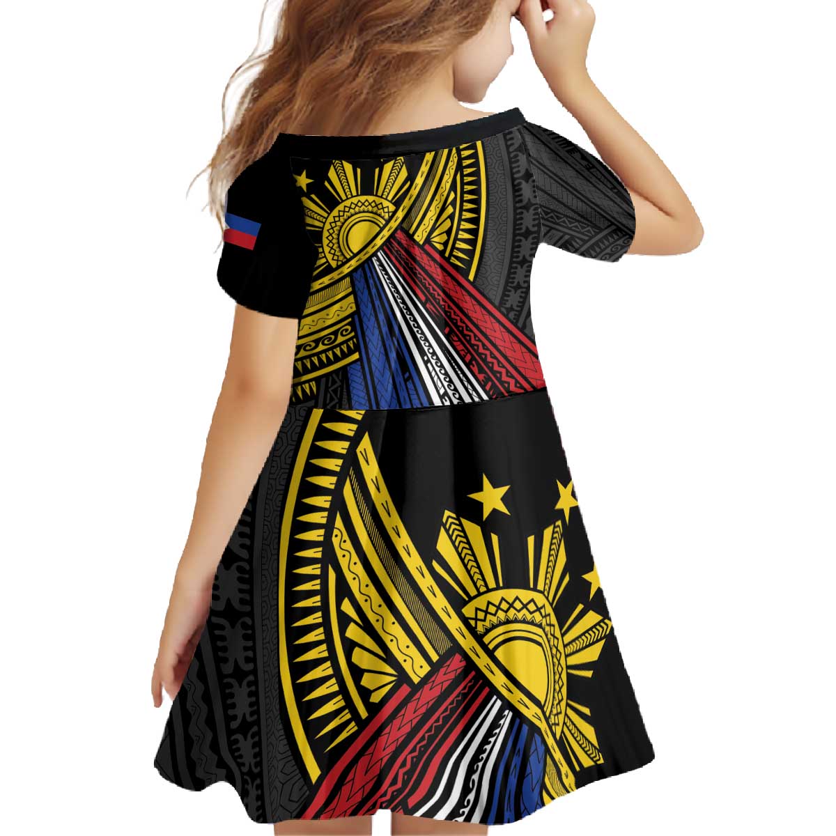 Philippines Sun Family Matching Off The Shoulder Long Sleeve Dress and Hawaiian Shirt Pasifika Tribal Style