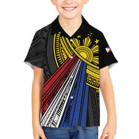 Philippines Sun Family Matching Off Shoulder Short Dress and Hawaiian Shirt Pasifika Tribal Style