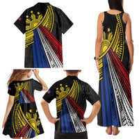 Philippines Sun Family Matching Tank Maxi Dress and Hawaiian Shirt Pasifika Tribal Style