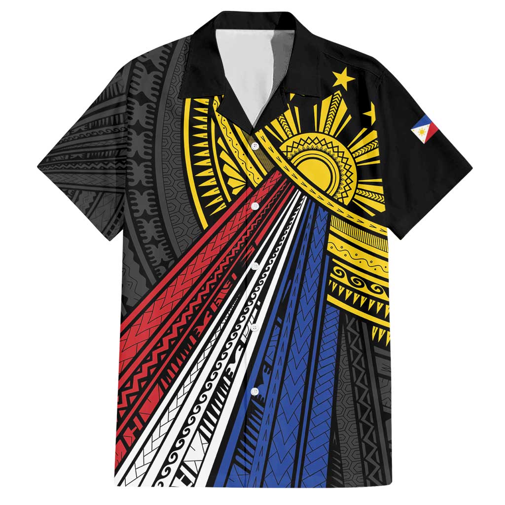 Philippines Sun Hawaiian Shirt Pasifika Tribal Style LT7 Black - Polynesian Pride