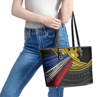 Philippines Sun Leather Tote Bag Pasifika Tribal Style