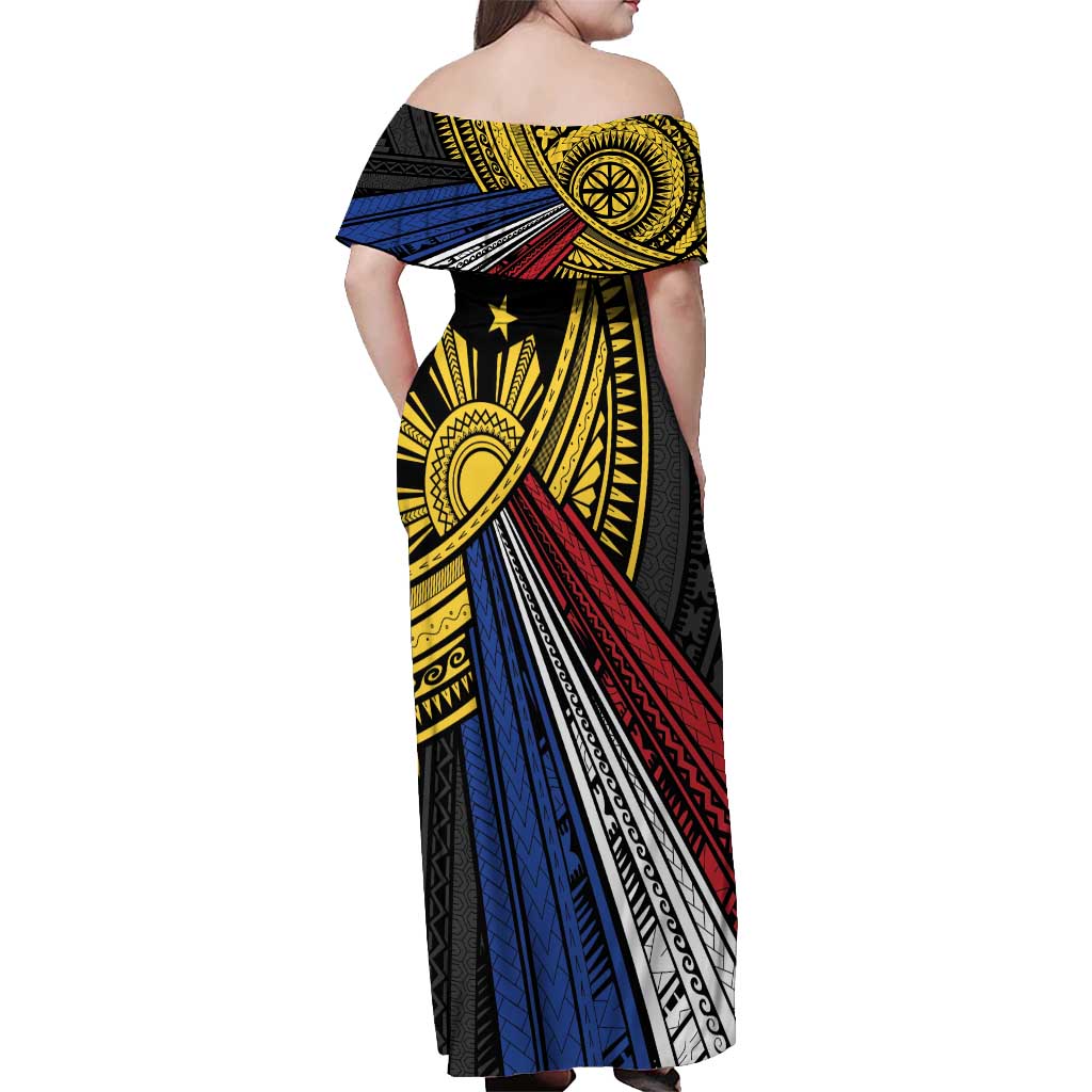 Philippines Sun Off Shoulder Maxi Dress Pasifika Tribal Style
