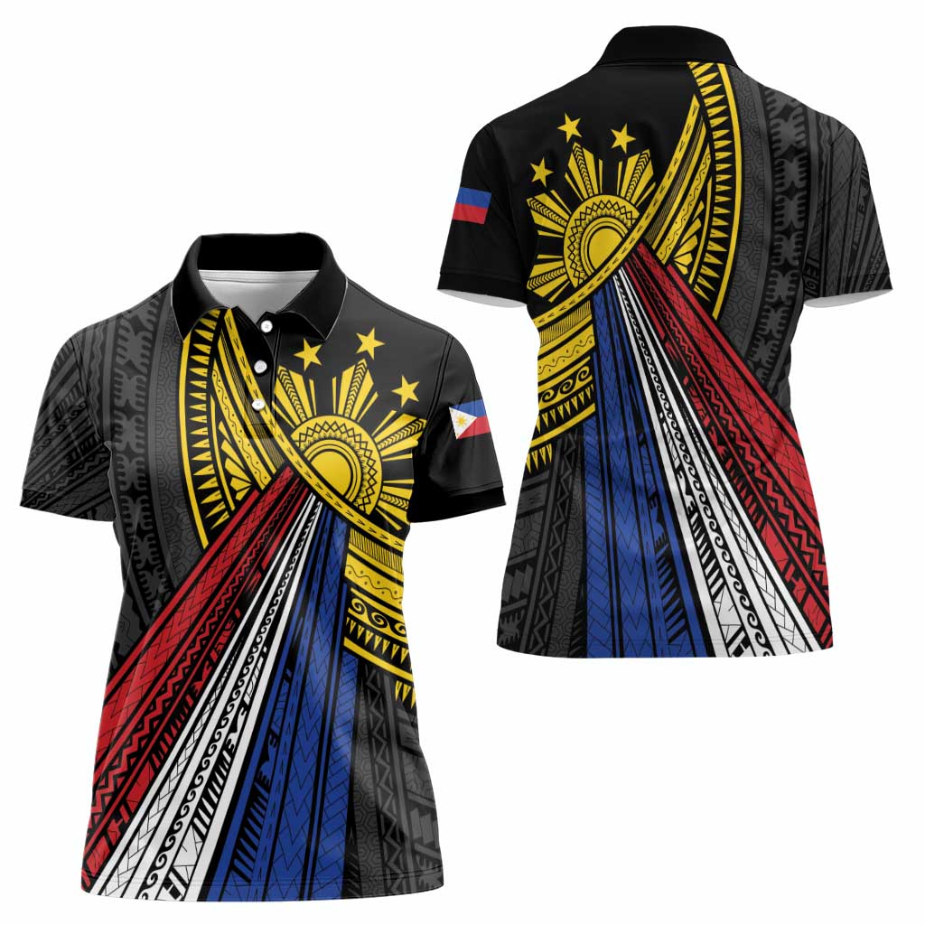 Philippines Sun Women Polo Shirt Pasifika Tribal Style