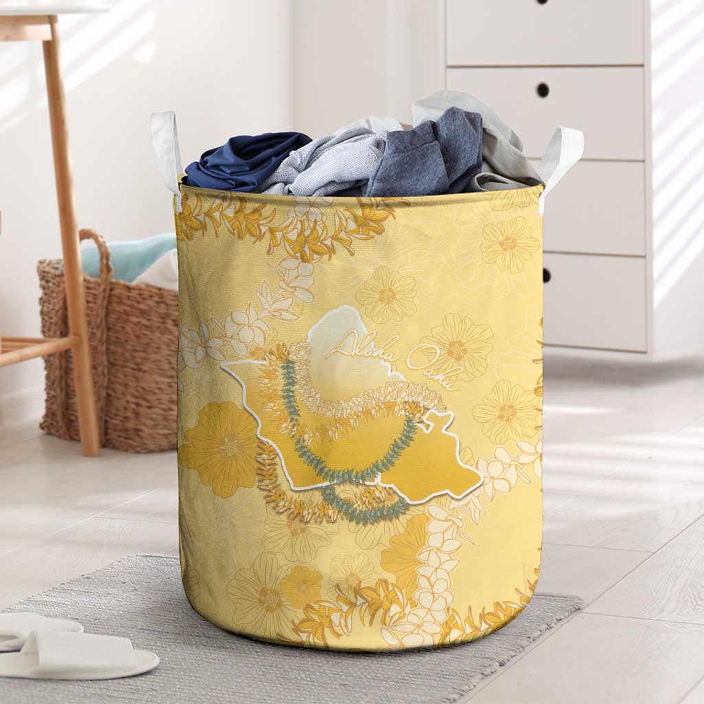 Hawaii Oahu Island Flowers Lei Laundry Basket Yellow Ilima Mix Plumeria LT7 Yellow - Polynesian Pride