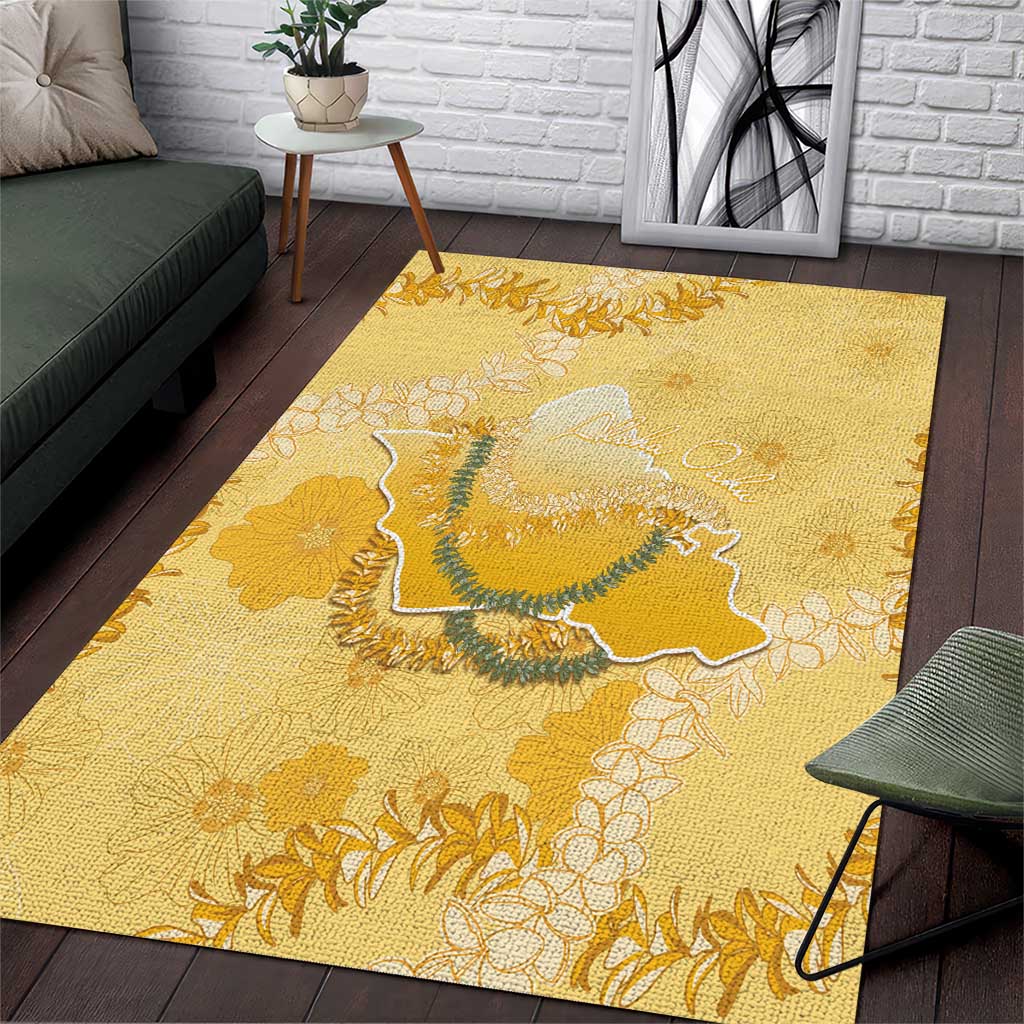 Hawaii Oahu Island Flowers Lei Area Rug Yellow Ilima Mix Plumeria