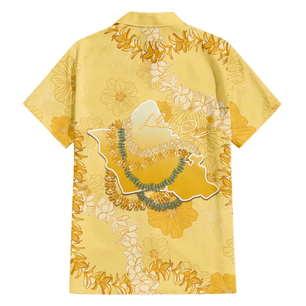 Hawaii Oahu Island Flowers Lei Family Matching Tank Maxi Dress and Hawaiian Shirt Yellow Ilima Mix Plumeria