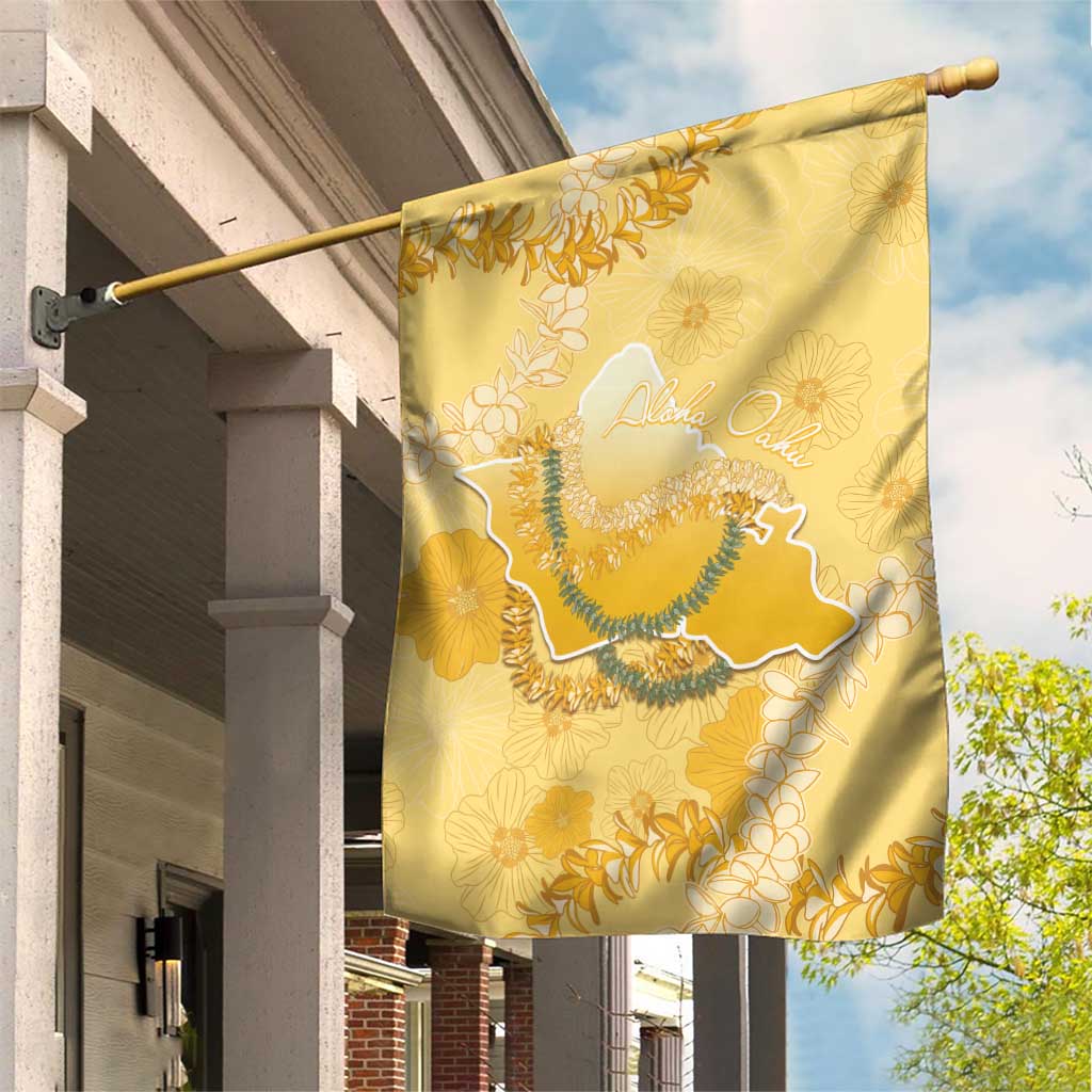 Hawaii Oahu Island Flowers Lei Garden Flag Yellow Ilima Mix Plumeria LT7 House Flag Yellow - Polynesian Pride