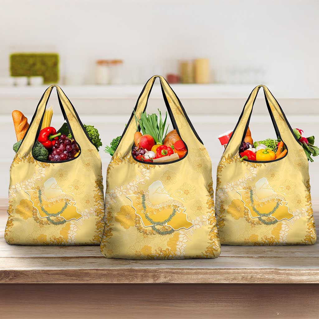 Hawaii Oahu Island Flowers Lei Grocery Bag Yellow Ilima Mix Plumeria LT7 3-pack One Size Yellow - Polynesian Pride