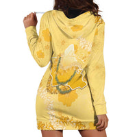 Hawaii Oahu Island Flowers Lei Hoodie Dress Yellow Ilima Mix Plumeria