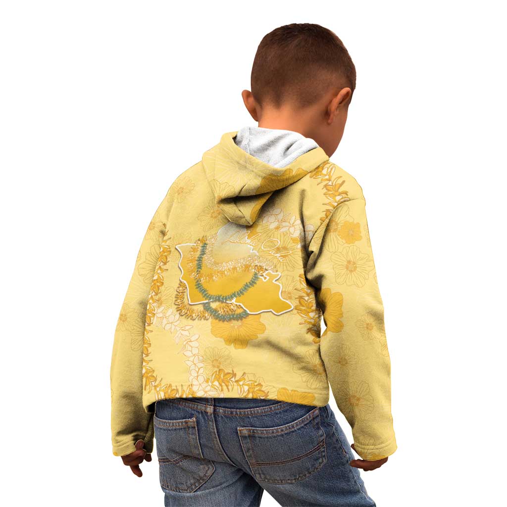 Hawaii Oahu Island Flowers Lei Kid Hoodie Yellow Ilima Mix Plumeria