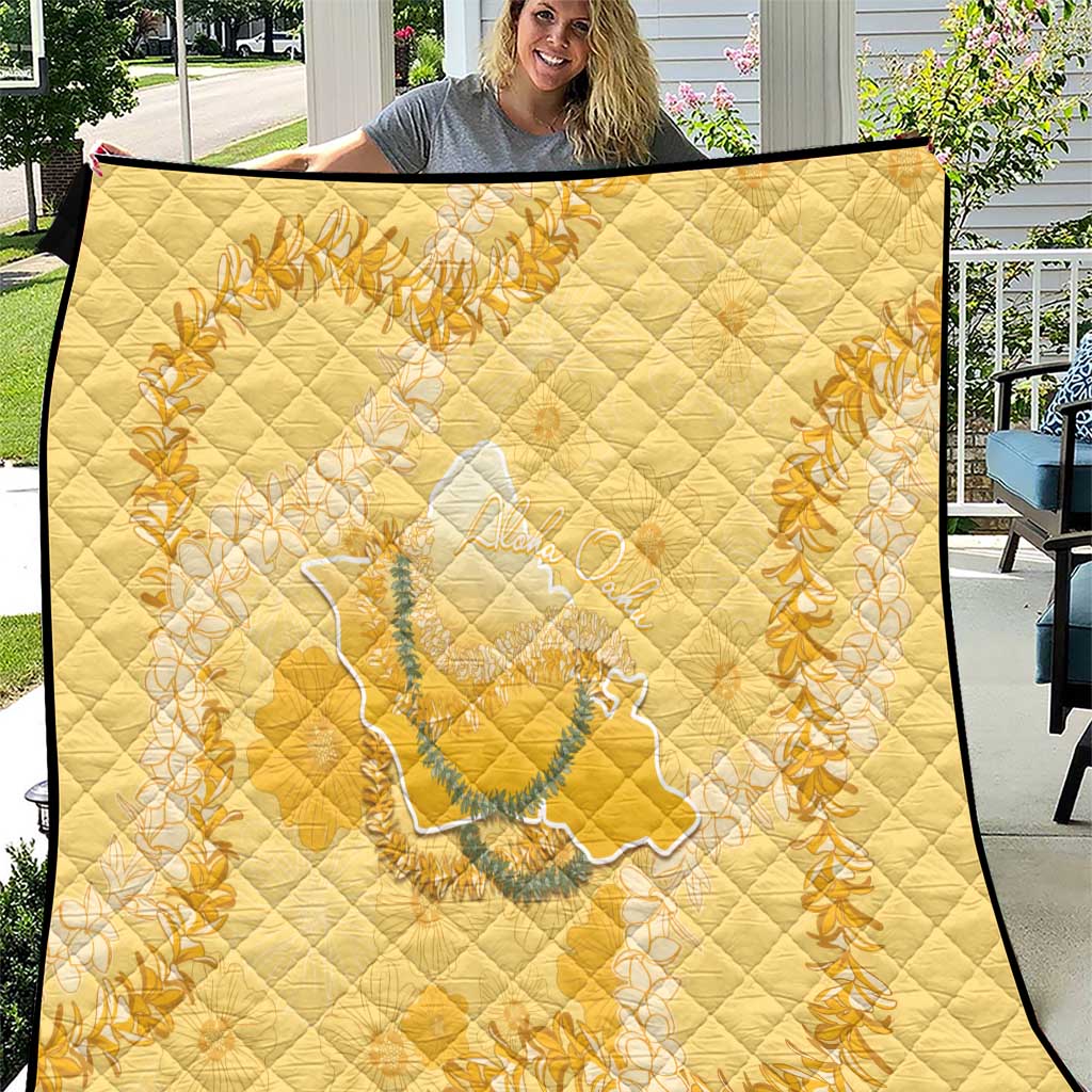 Hawaii Oahu Island Flowers Lei Quilt Yellow Ilima Mix Plumeria LT7 Yellow - Polynesian Pride