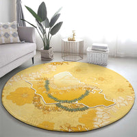 Hawaii Oahu Island Flowers Lei Round Carpet Yellow Ilima Mix Plumeria LT7 - Polynesian Pride