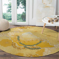 Hawaii Oahu Island Flowers Lei Round Carpet Yellow Ilima Mix Plumeria LT7 - Polynesian Pride