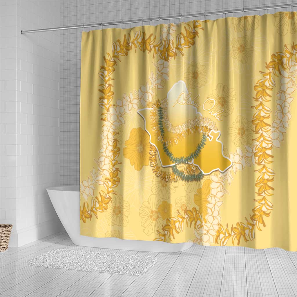 Hawaii Oahu Island Flowers Lei Shower Curtain Yellow Ilima Mix Plumeria