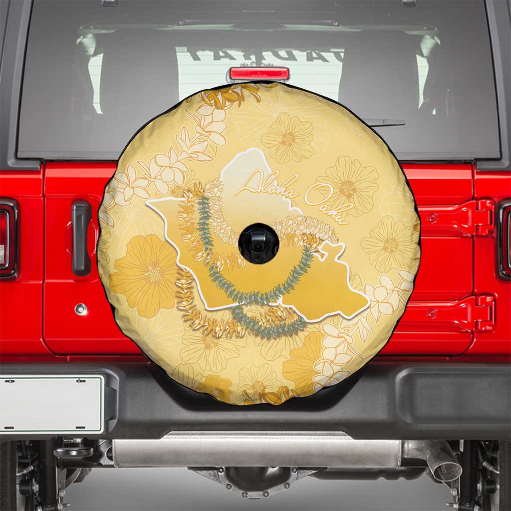 Hawaii Oahu Island Flowers Lei Spare Tire Cover Yellow Ilima Mix Plumeria