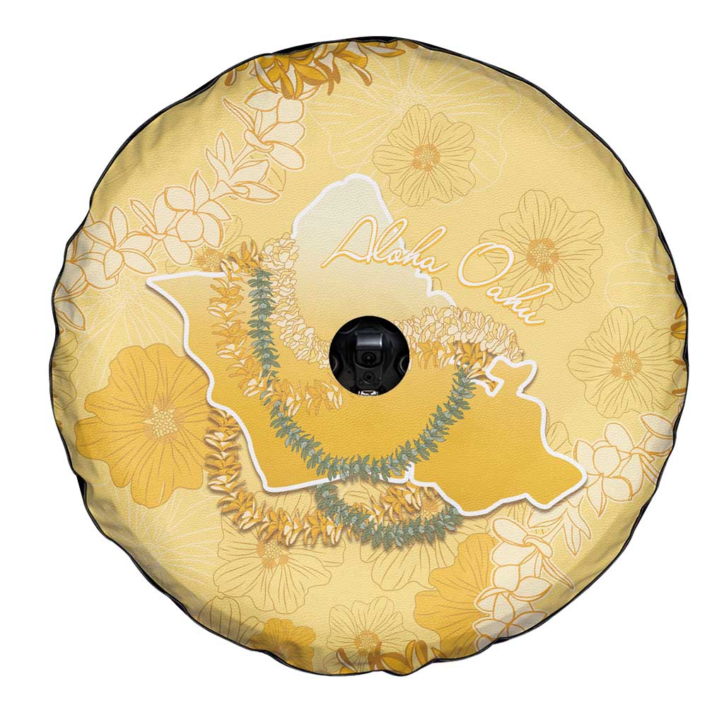 Hawaii Oahu Island Flowers Lei Spare Tire Cover Yellow Ilima Mix Plumeria