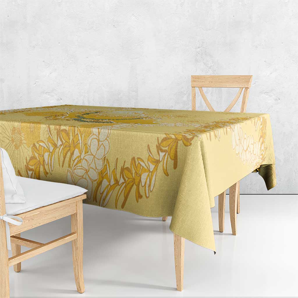 Hawaii Oahu Island Flowers Lei Tablecloth Yellow Ilima Mix Plumeria LT7 - Polynesian Pride