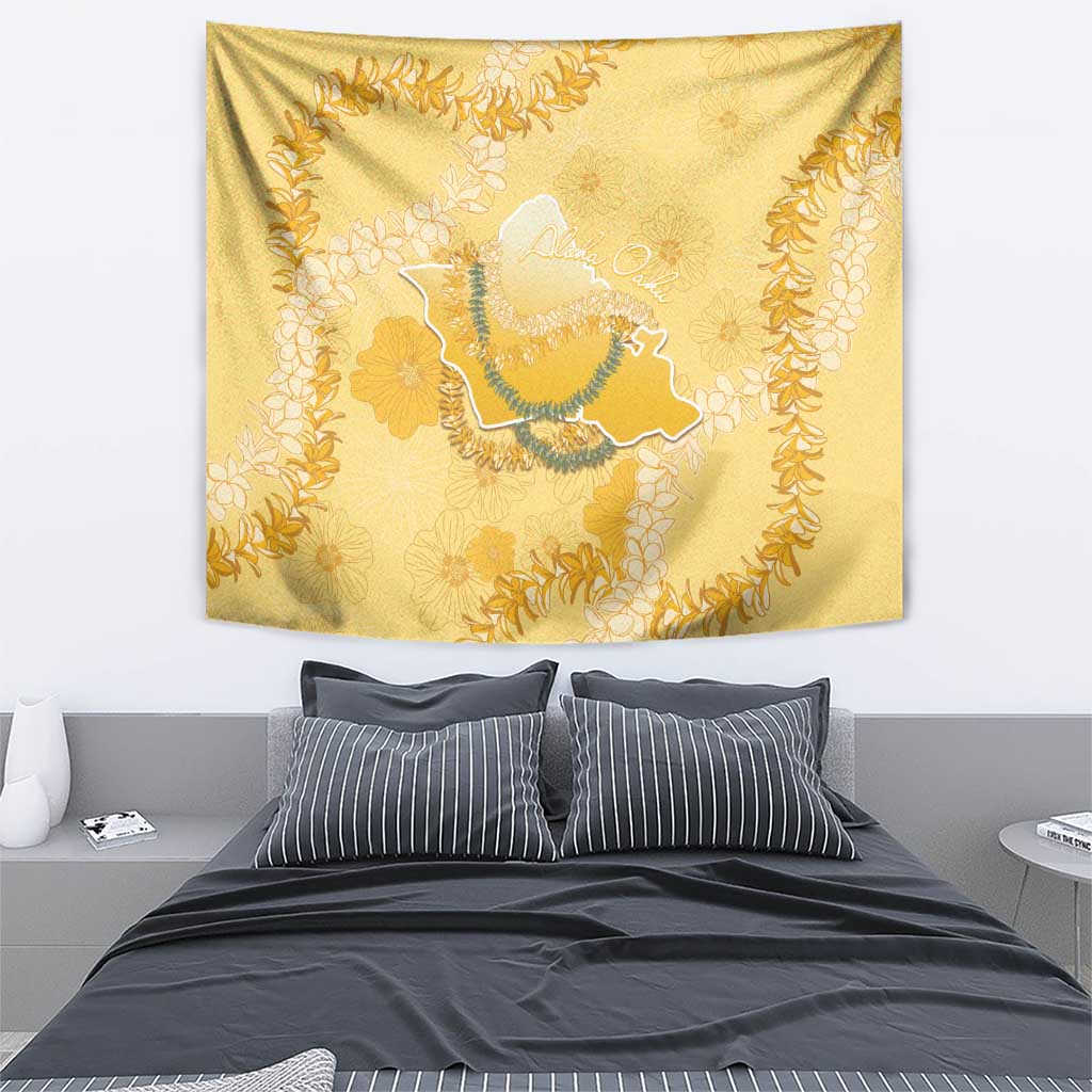 Hawaii Oahu Island Flowers Lei Tapestry Yellow Ilima Mix Plumeria LT7 - Polynesian Pride