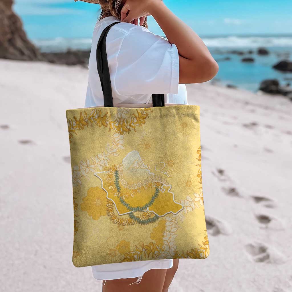 Hawaii Oahu Island Flowers Lei Tote Bag Yellow Ilima Mix Plumeria LT7 - Polynesian Pride