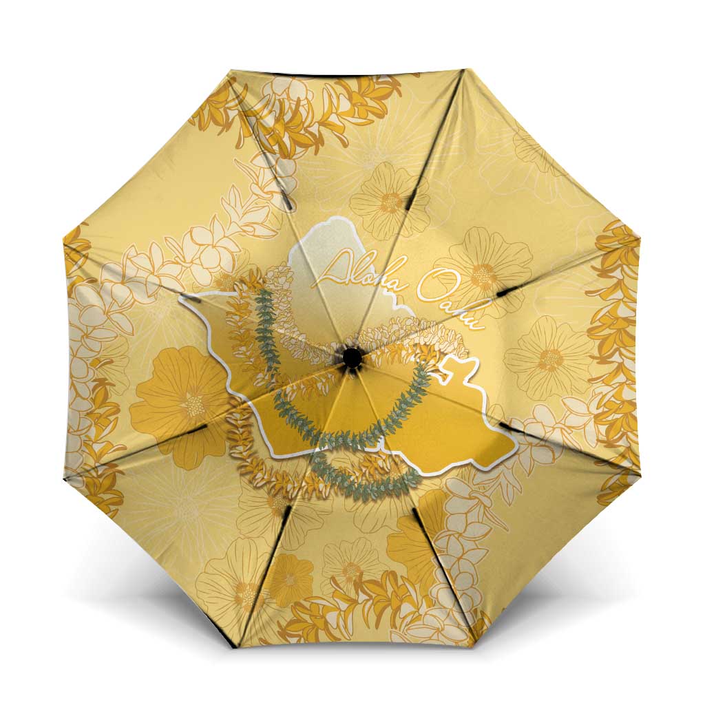Hawaii Oahu Island Flowers Lei Umbrella Yellow Ilima Mix Plumeria