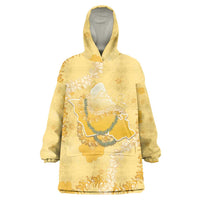 Hawaii Oahu Island Flowers Lei Wearable Blanket Hoodie Yellow Ilima Mix Plumeria