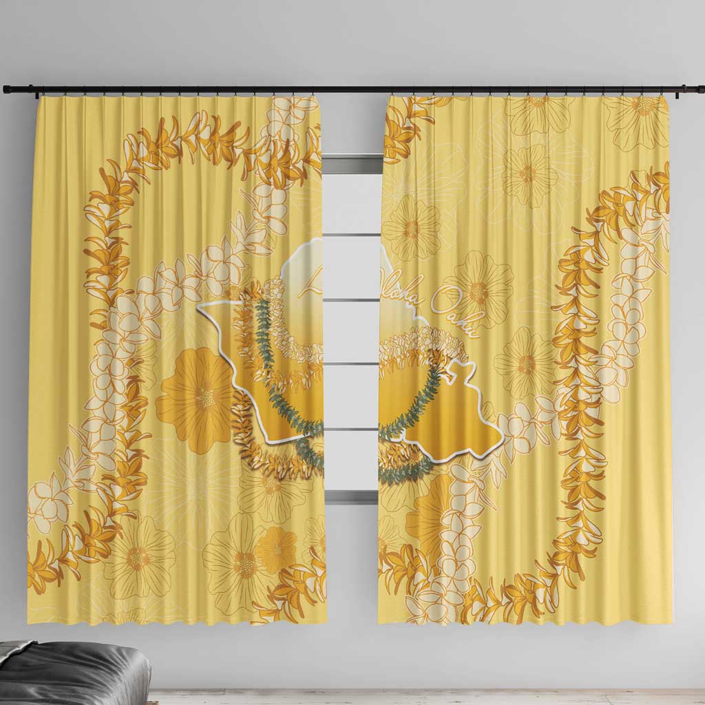Hawaii Oahu Island Flowers Lei Window Curtain Yellow Ilima Mix Plumeria