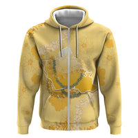Hawaii Oahu Island Flowers Lei Zip Hoodie Yellow Ilima Mix Plumeria