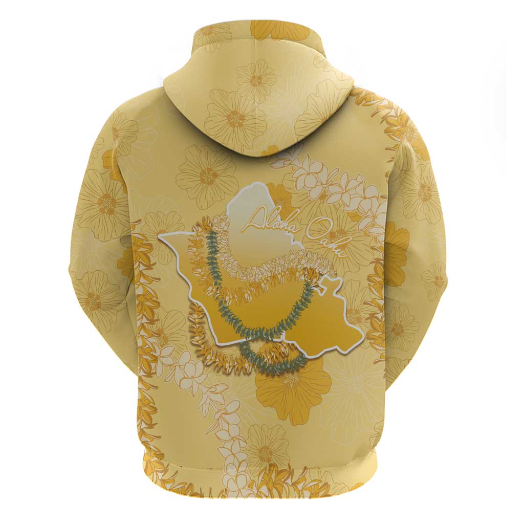 Hawaii Oahu Island Flowers Lei Zip Hoodie Yellow Ilima Mix Plumeria