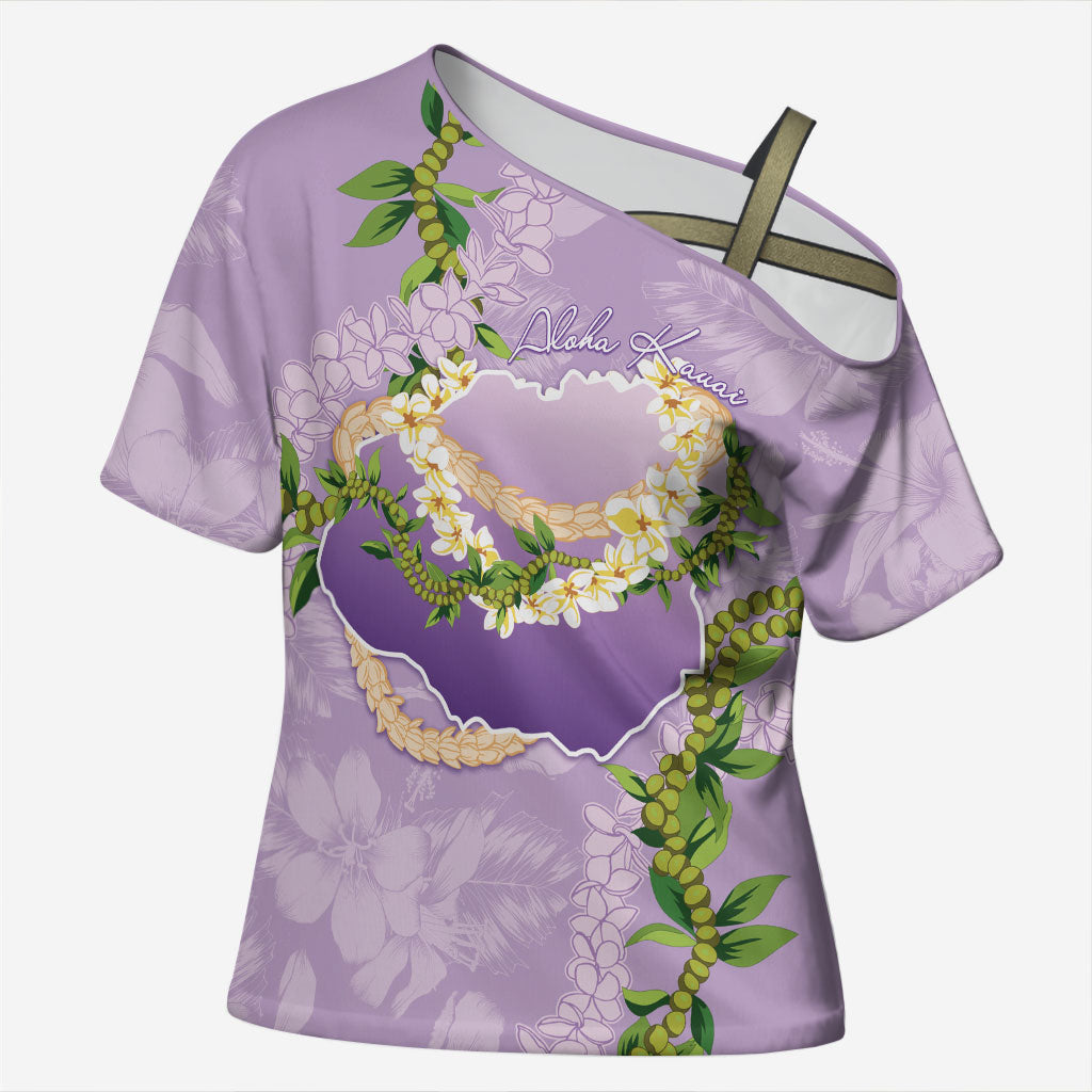Hawaii Kauai Island Flowers Lei Cross Shoulder Shirt Mokihana Lei LT7 Female Lavender - Polynesian Pride