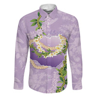 Hawaii Kauai Island Flowers Lei Family Matching Long Sleeve Bodycon Dress and Hawaiian Shirt Mokihana Lei