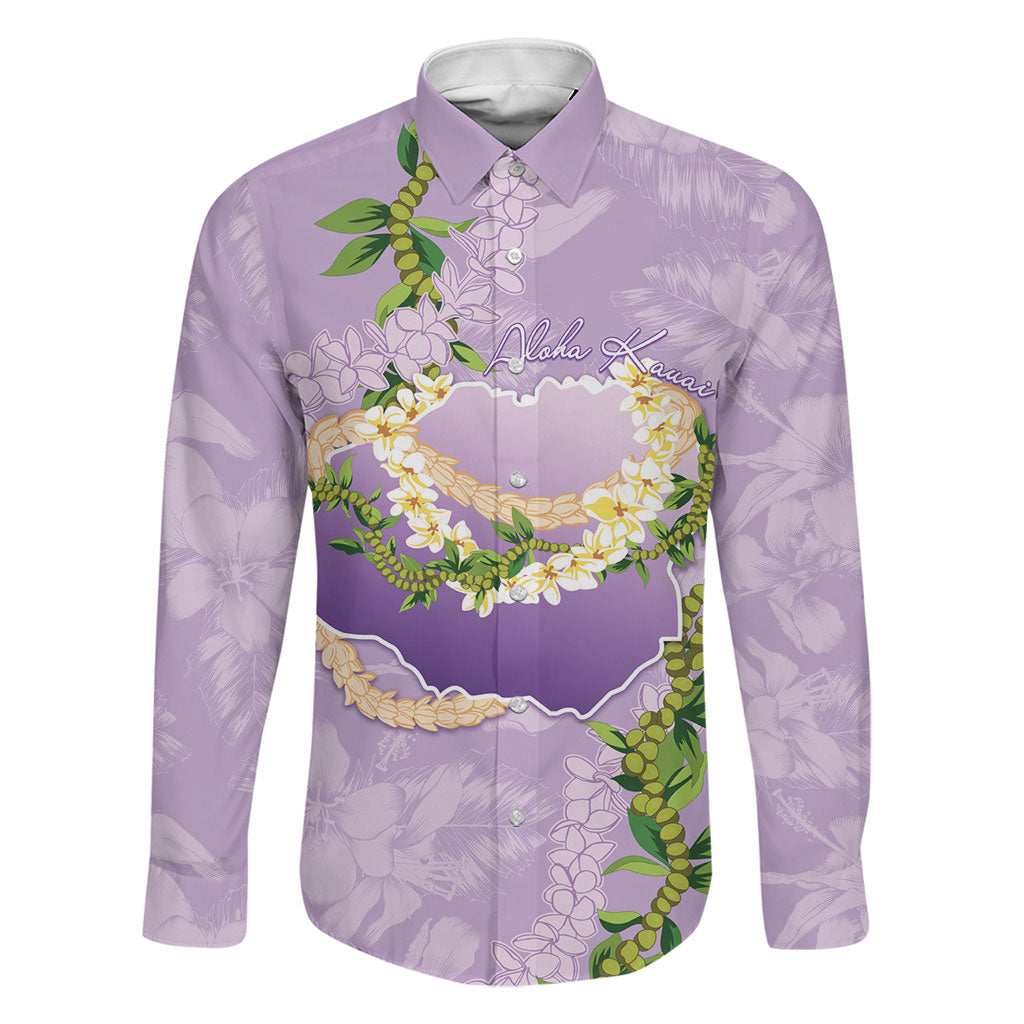 Hawaii Kauai Island Flowers Lei Family Matching Off The Shoulder Long Sleeve Dress and Hawaiian Shirt Mokihana Lei