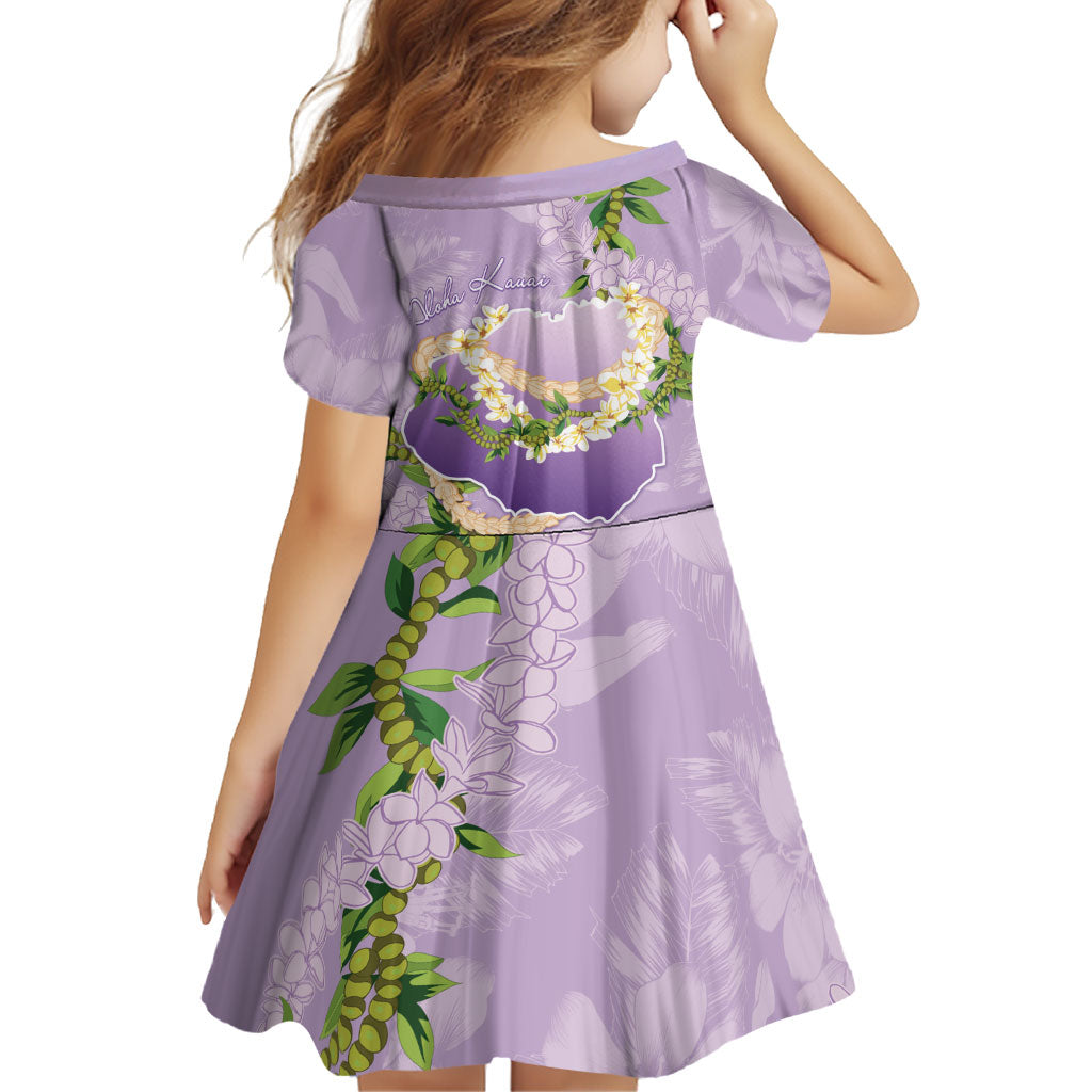 Hawaii Kauai Island Flowers Lei Family Matching Short Sleeve Bodycon Dress and Hawaiian Shirt Mokihana Lei