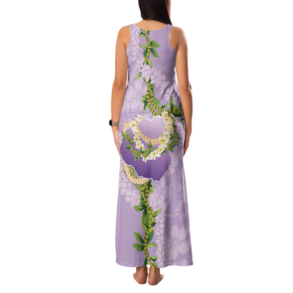 Hawaii Kauai Island Flowers Lei Family Matching Tank Maxi Dress and Hawaiian Shirt Mokihana Lei