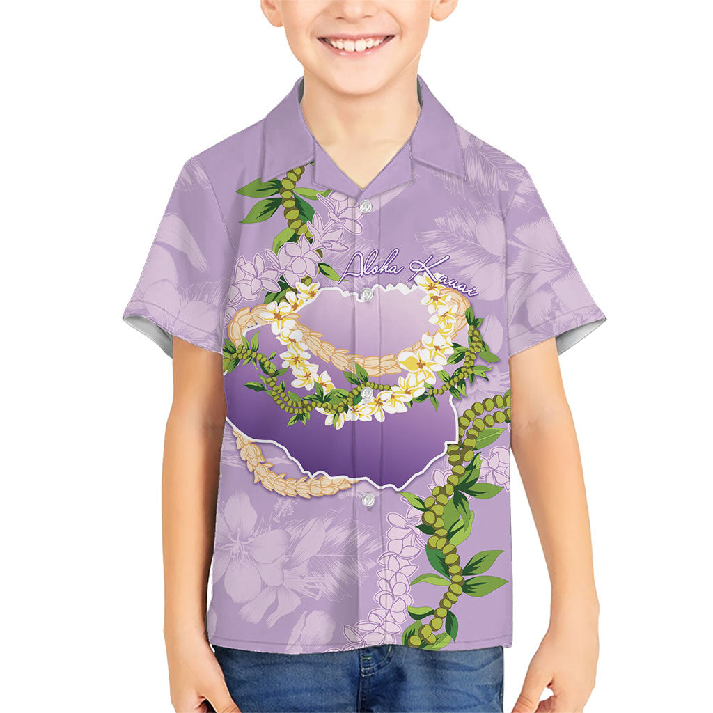 Hawaii Kauai Island Flowers Lei Kid Hawaiian Shirt Mokihana Lei LT7 Kid Lavender - Polynesian Pride