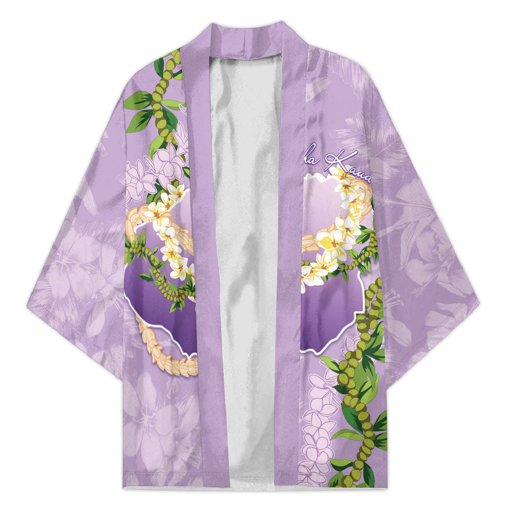 Hawaii Kauai Island Flowers Lei Kimono Mokihana Lei LT7 Unisex Lavender - Polynesian Pride