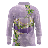 Hawaii Kauai Island Flowers Lei Long Sleeve Polo Shirt Mokihana Lei