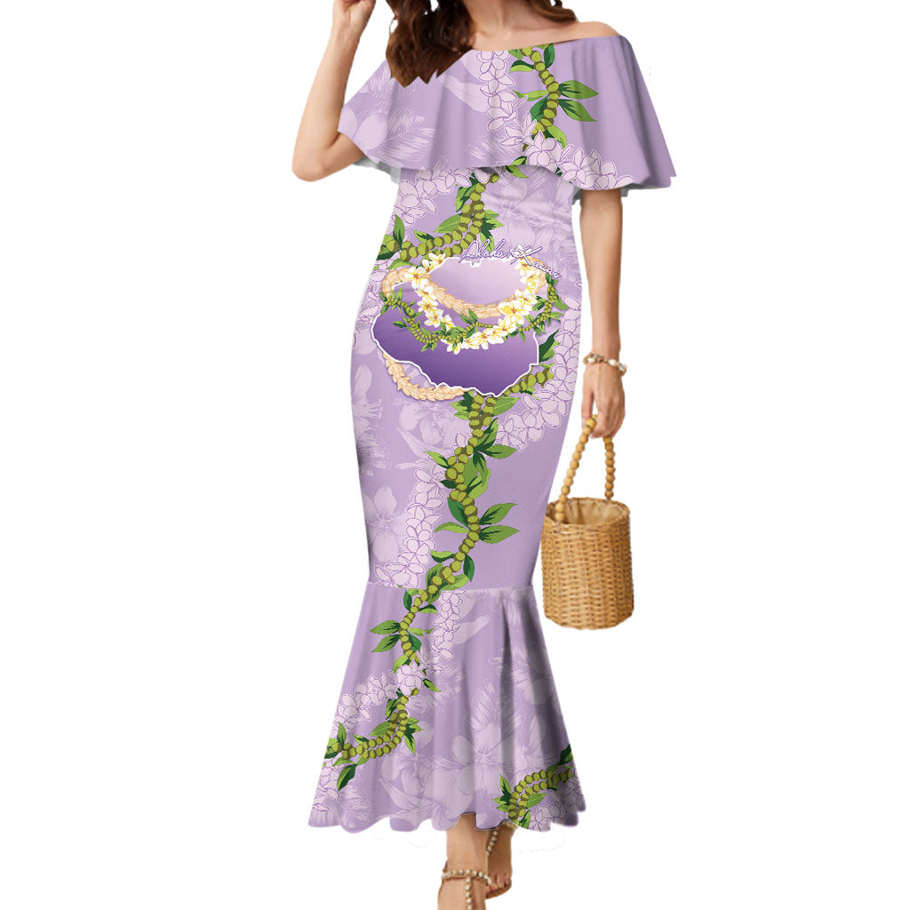 Hawaii Kauai Island Flowers Lei Mermaid Dress Mokihana Lei