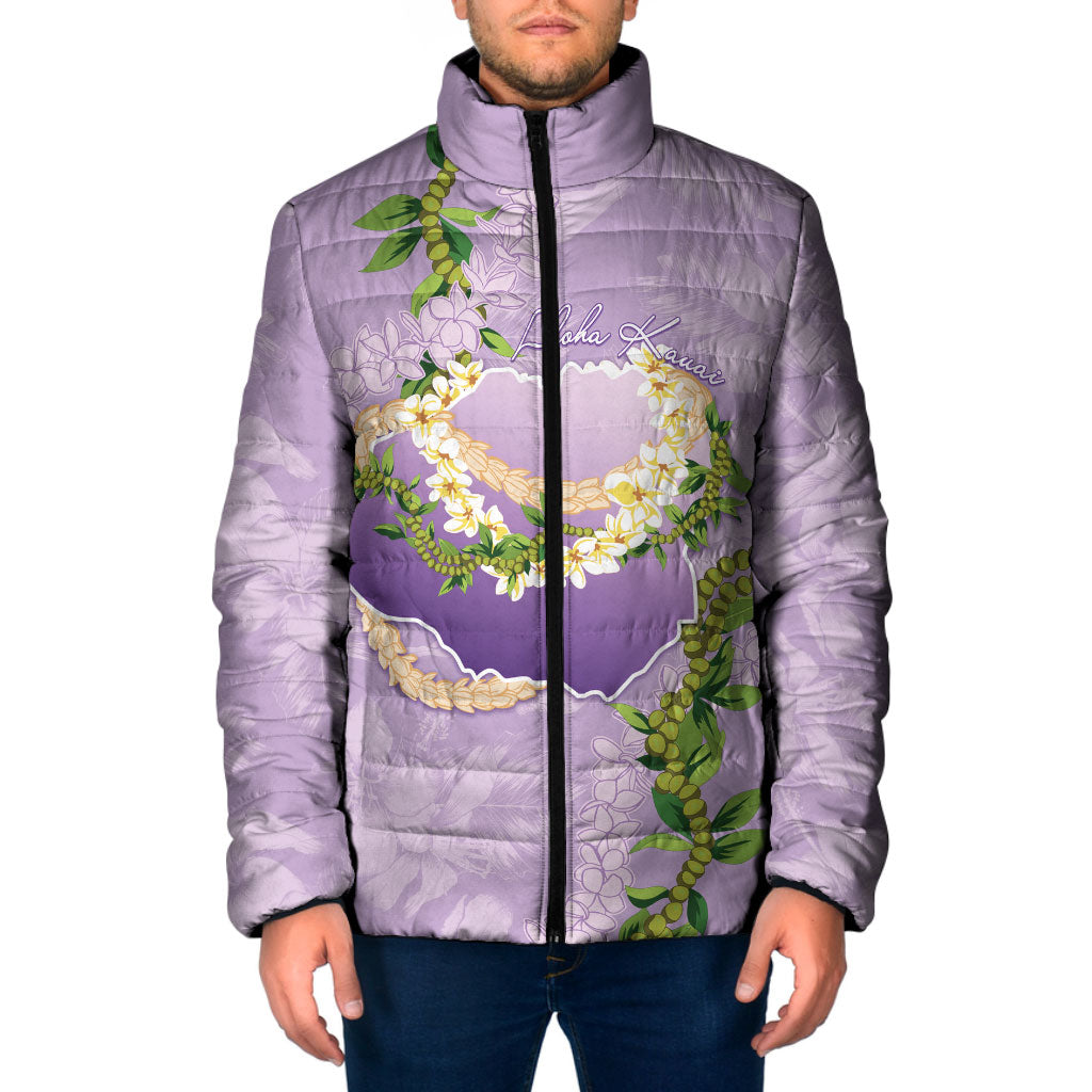 Hawaii Kauai Island Flowers Lei Padded Jacket Mokihana Lei LT7 Men Lavender - Polynesian Pride
