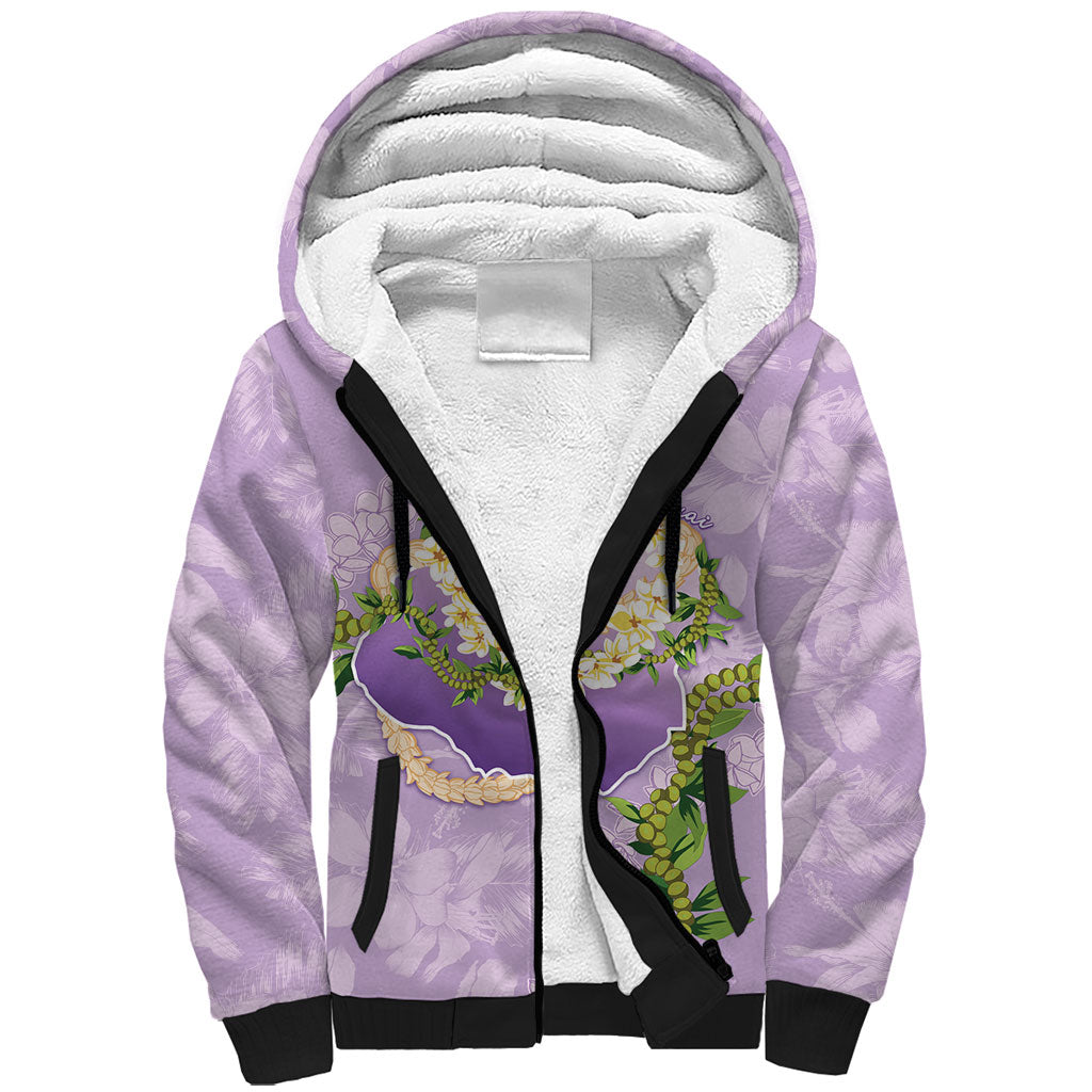 Hawaii Kauai Island Flowers Lei Sherpa Hoodie Mokihana Lei