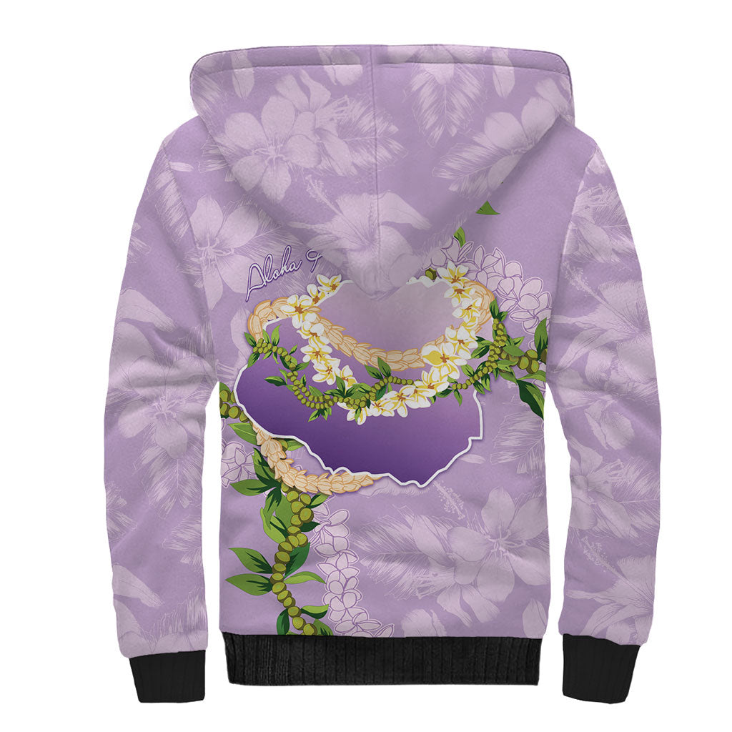 Hawaii Kauai Island Flowers Lei Sherpa Hoodie Mokihana Lei