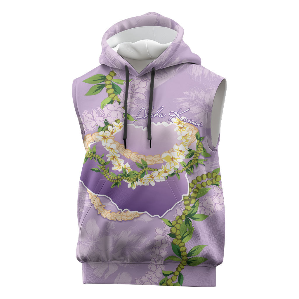 Hawaii Kauai Island Flowers Lei Sleeveless Hoodie Mokihana Lei LT7 Lavender - Polynesian Pride