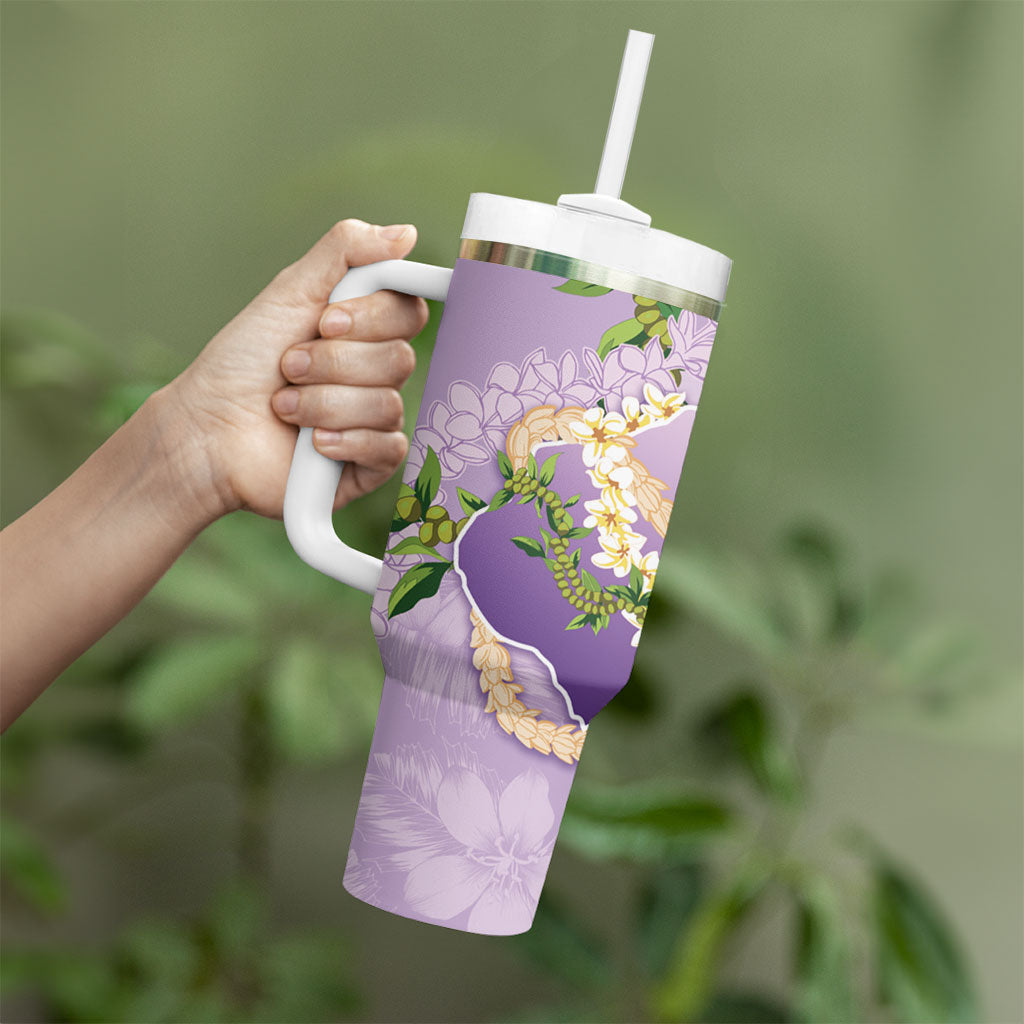 Hawaii Kauai Island Flowers Lei Tumbler With Handle Mokihana Lei