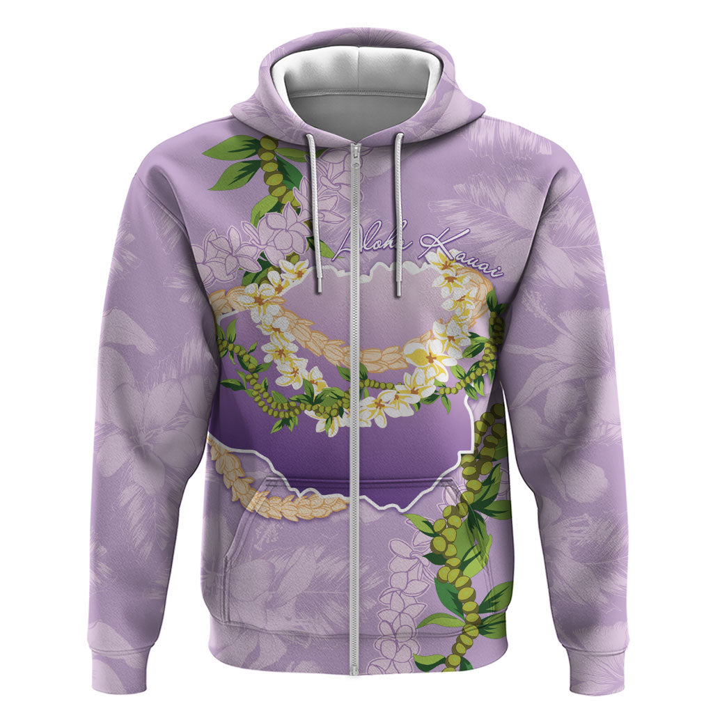 Hawaii Kauai Island Flowers Lei Zip Hoodie Mokihana Lei LT7 Zip Hoodie Lavender - Polynesian Pride