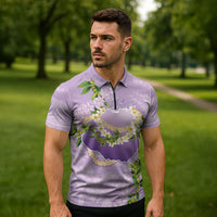 Hawaii Kauai Island Flowers Lei Zipper Polo Shirt Mokihana Lei