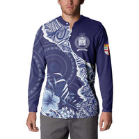 Fiji Queen Victoria School Personalised Button Sweatshirt Masi Tapa Torn Style