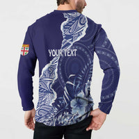 Fiji Queen Victoria School Personalised Button Sweatshirt Masi Tapa Torn Style