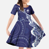 Fiji Queen Victoria School Personalised Kid Short Sleeve Dress Masi Tapa Torn Style