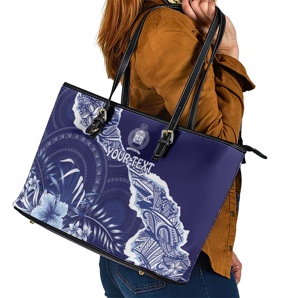 Fiji Queen Victoria School Personalised Leather Tote Bag Masi Tapa Torn Style